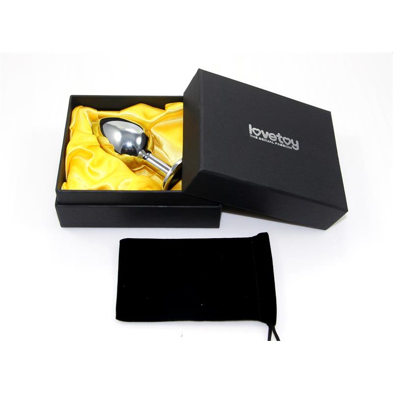 Plug Anal Metal RoseBud Classic con Joya Transparente Talla L - Image 3