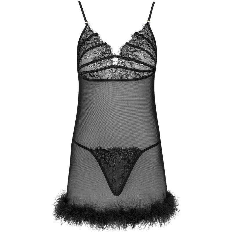 LIVCO CORSETTI FASHION - ZERUNAM SET BABYDOLL + TANGA NEGRO - Image 3