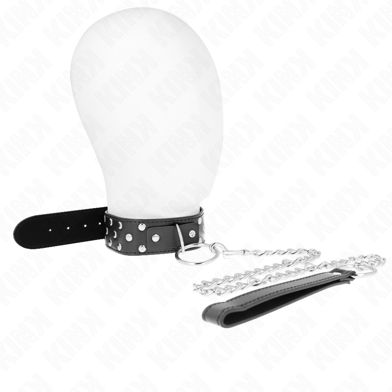 KINK - COLAR DE ALÇA DE REBITE DE ANEL COM CINTO 65 CM PRETO AJUSTÁVEL 36-50 CM X 3,8 CM - Image 3