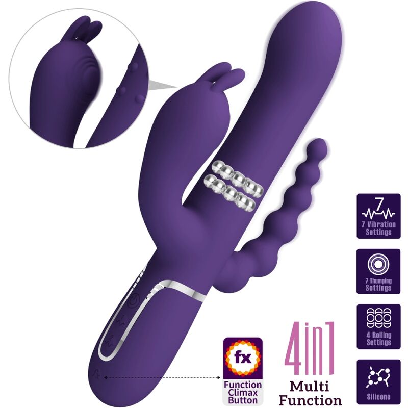 PRETTY LOVE - CAMMY TRIPLO VIBRADOR MULTIFUNÇÃO 4 EM 1 ROXO - Image 5