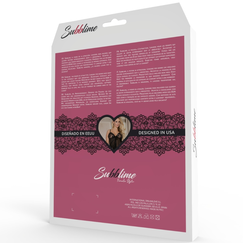 SUBBLIME - BABYDOLL FLORAL LACES BLACK S / M - Image 4